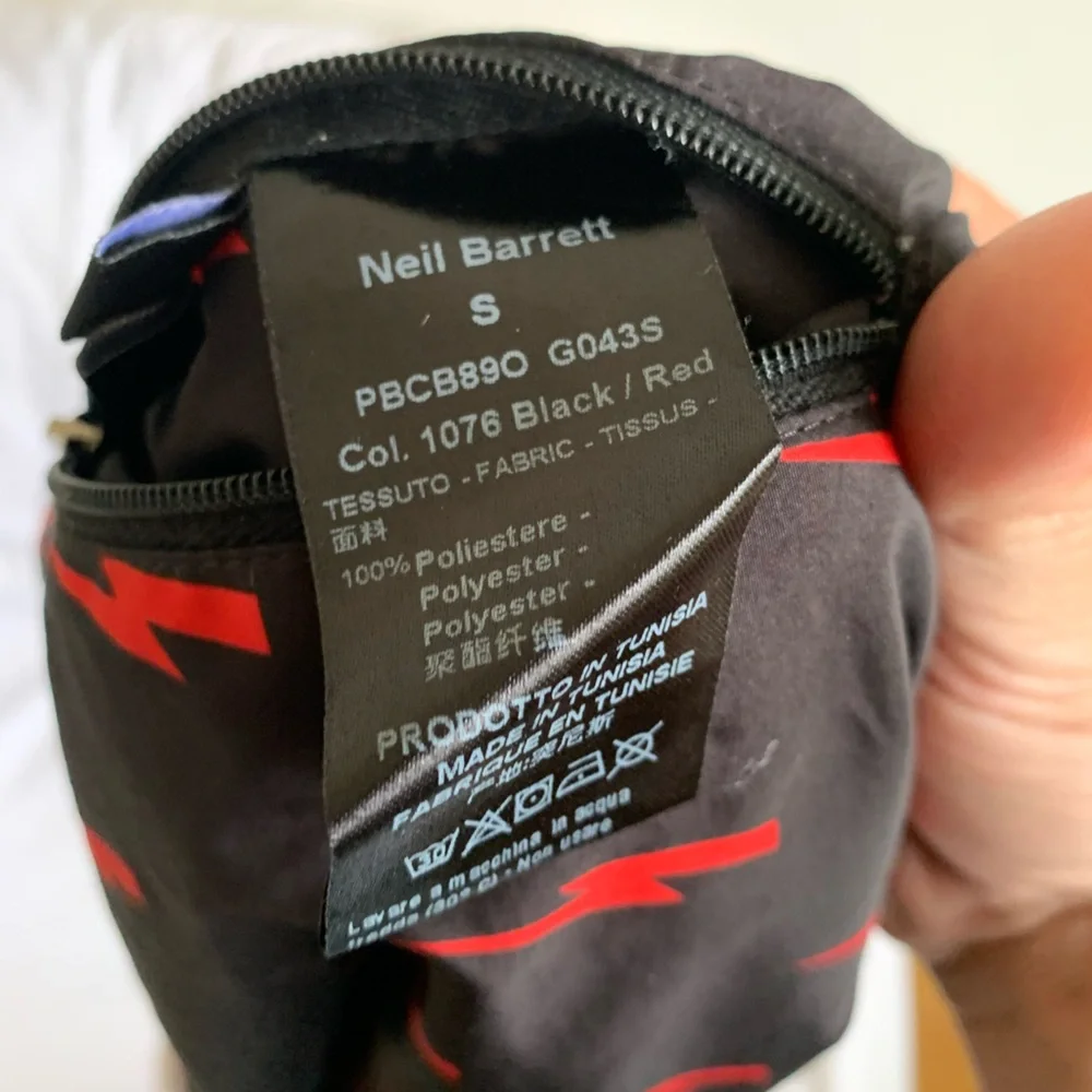 Neil Barrett Black Red Lightning Bolt Shorts Swim Trunks Men’s Small Short